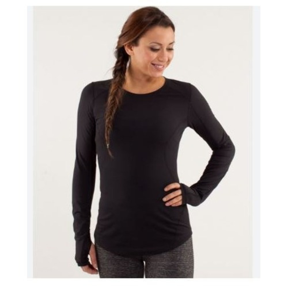 Lululemon Run Reflect Womens Black Athletic Top Popover Size 12 Zipper Pocket